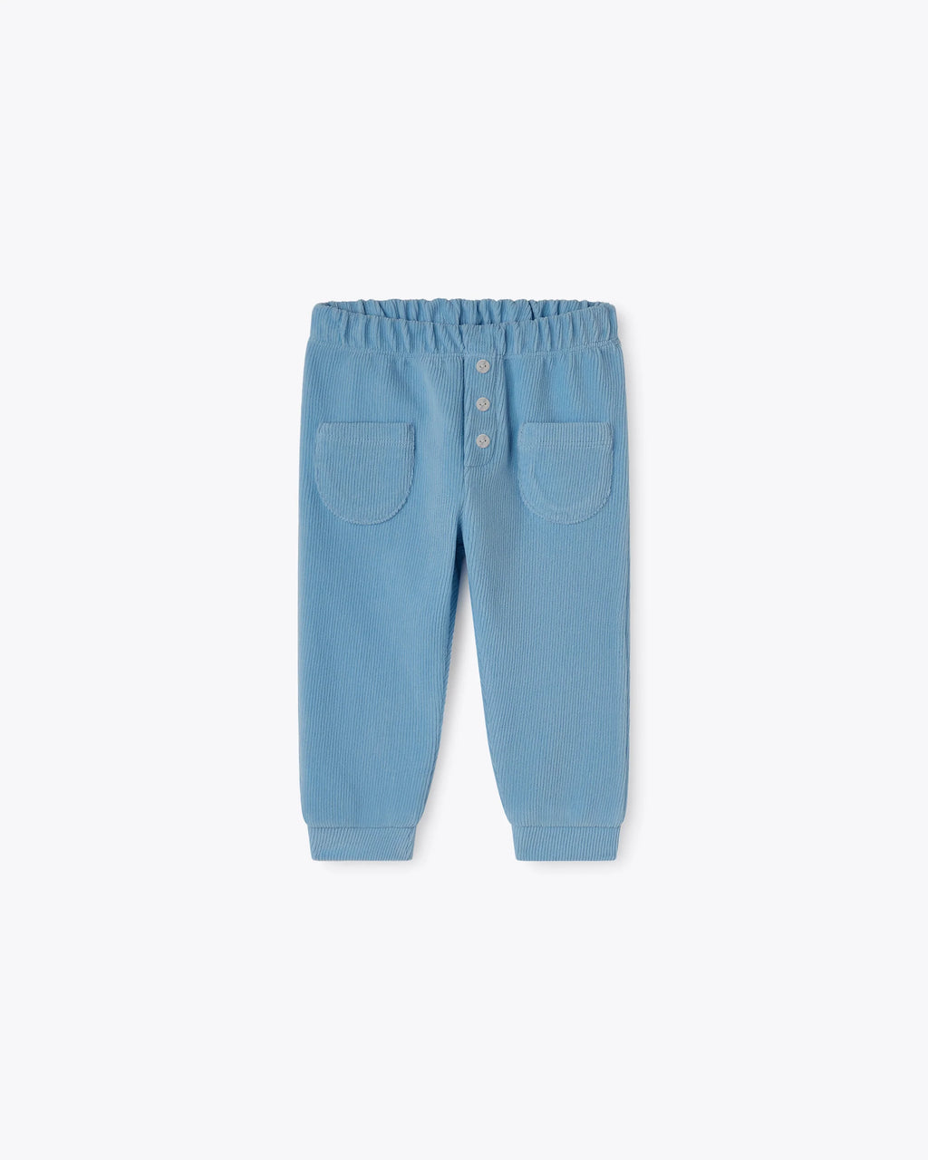 Pantalone azzurro in ciniglia a coste  con taschine