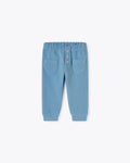 Pantalone azzurro in ciniglia a coste  con taschine