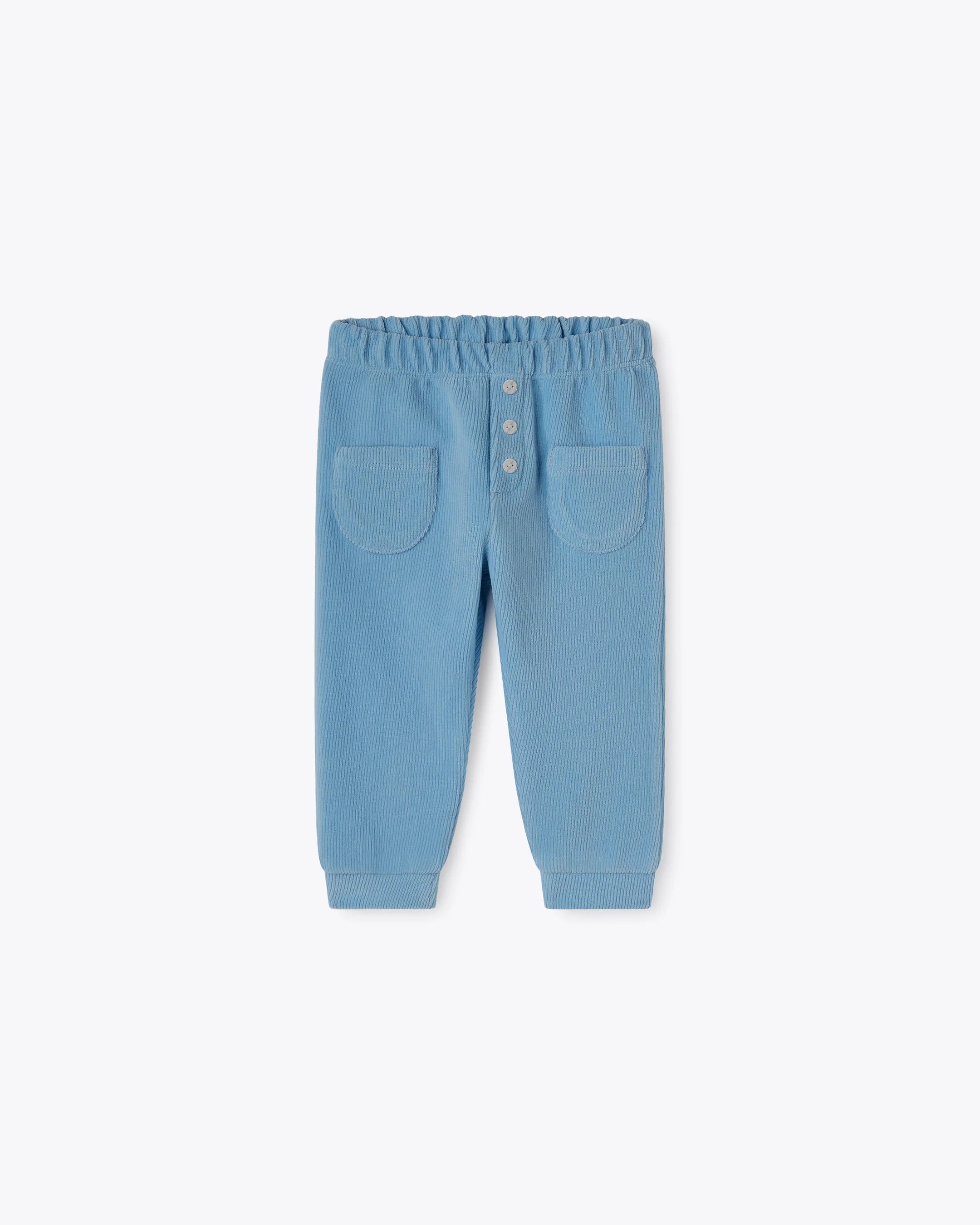 Pantalone azzurro in ciniglia a coste  con taschine
