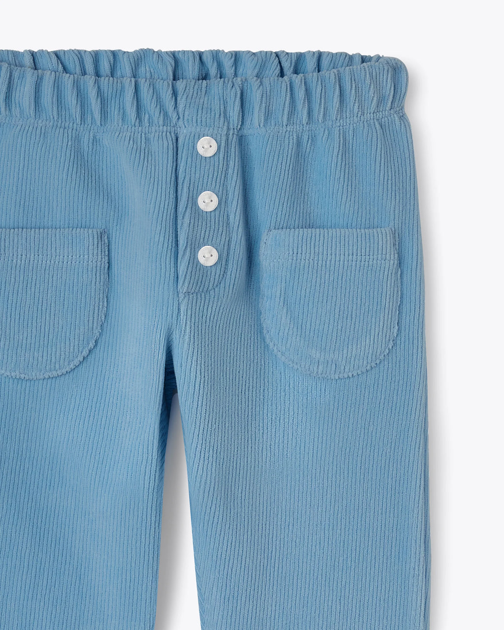Pantalone azzurro in ciniglia a coste  con taschine