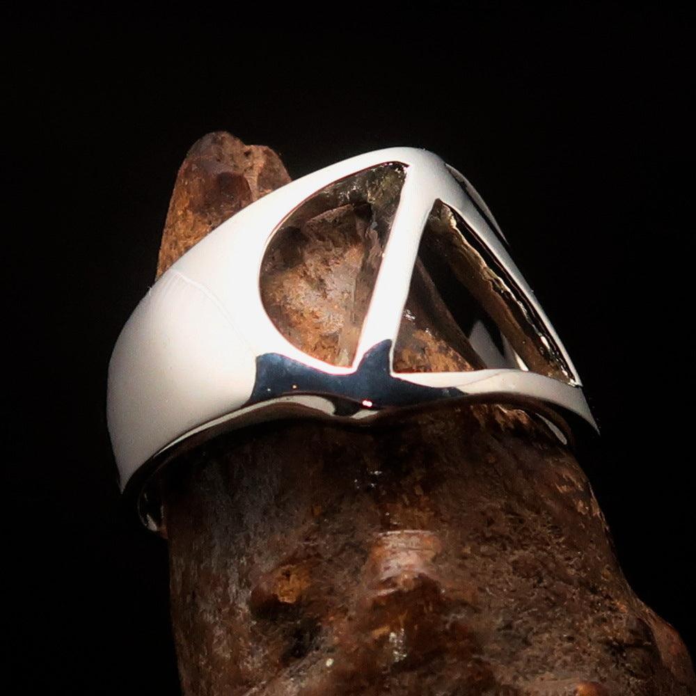 Men's Greek upper case Capital Letter Initial Ring Delta - Sterling Silver