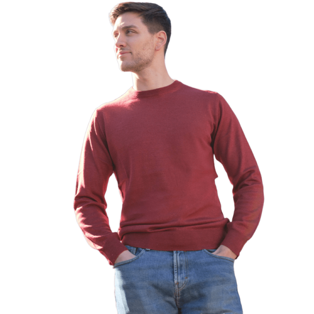 Maglia Uomo in misto Cashmere, Seta e Lana Merino Extrafine Girocollo