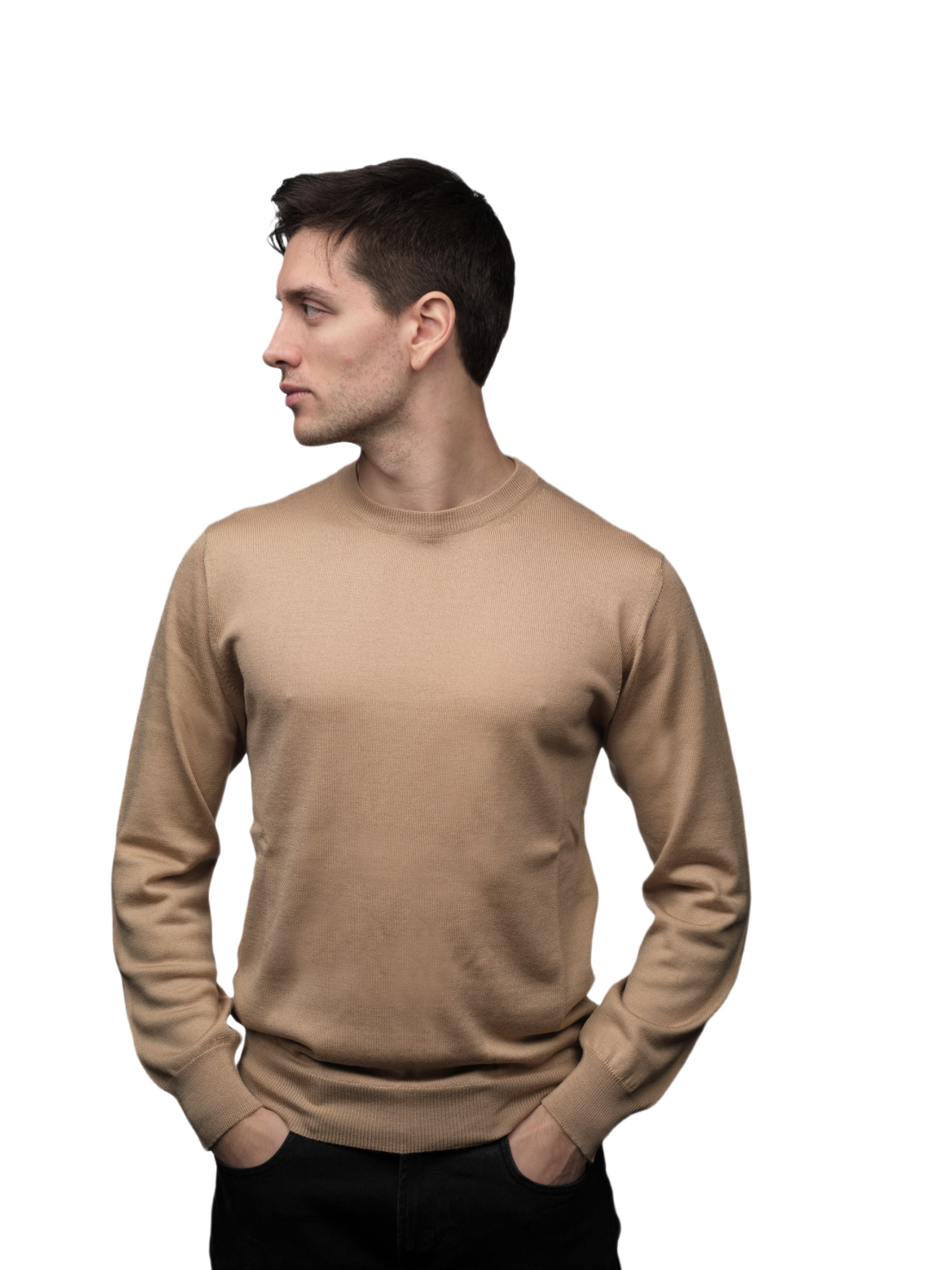 Maglia Uomo in misto Cashmere, Seta e Lana Merino Extrafine Girocollo