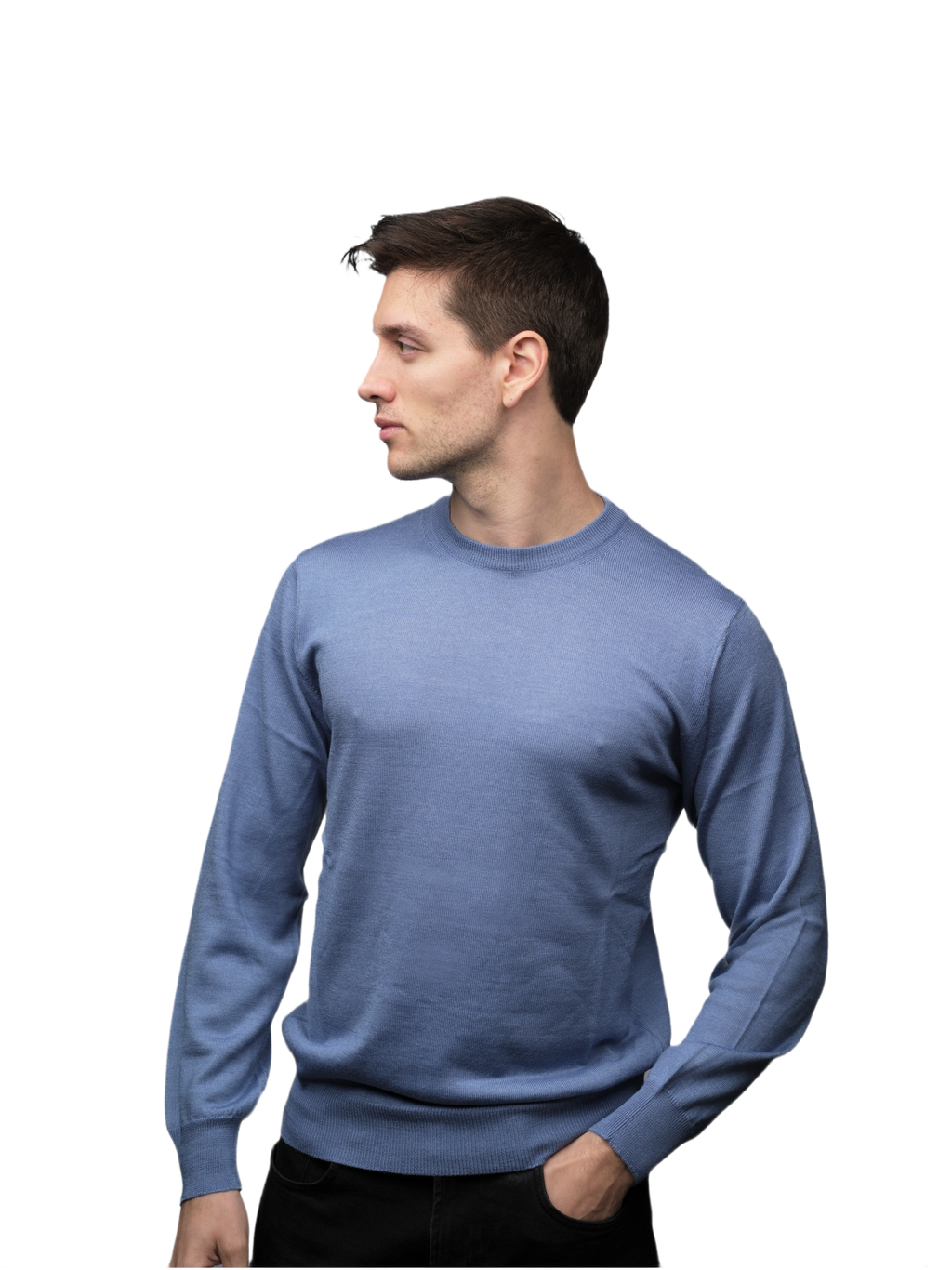 Maglia Uomo in misto Cashmere, Seta e Lana Merino Extrafine Girocollo