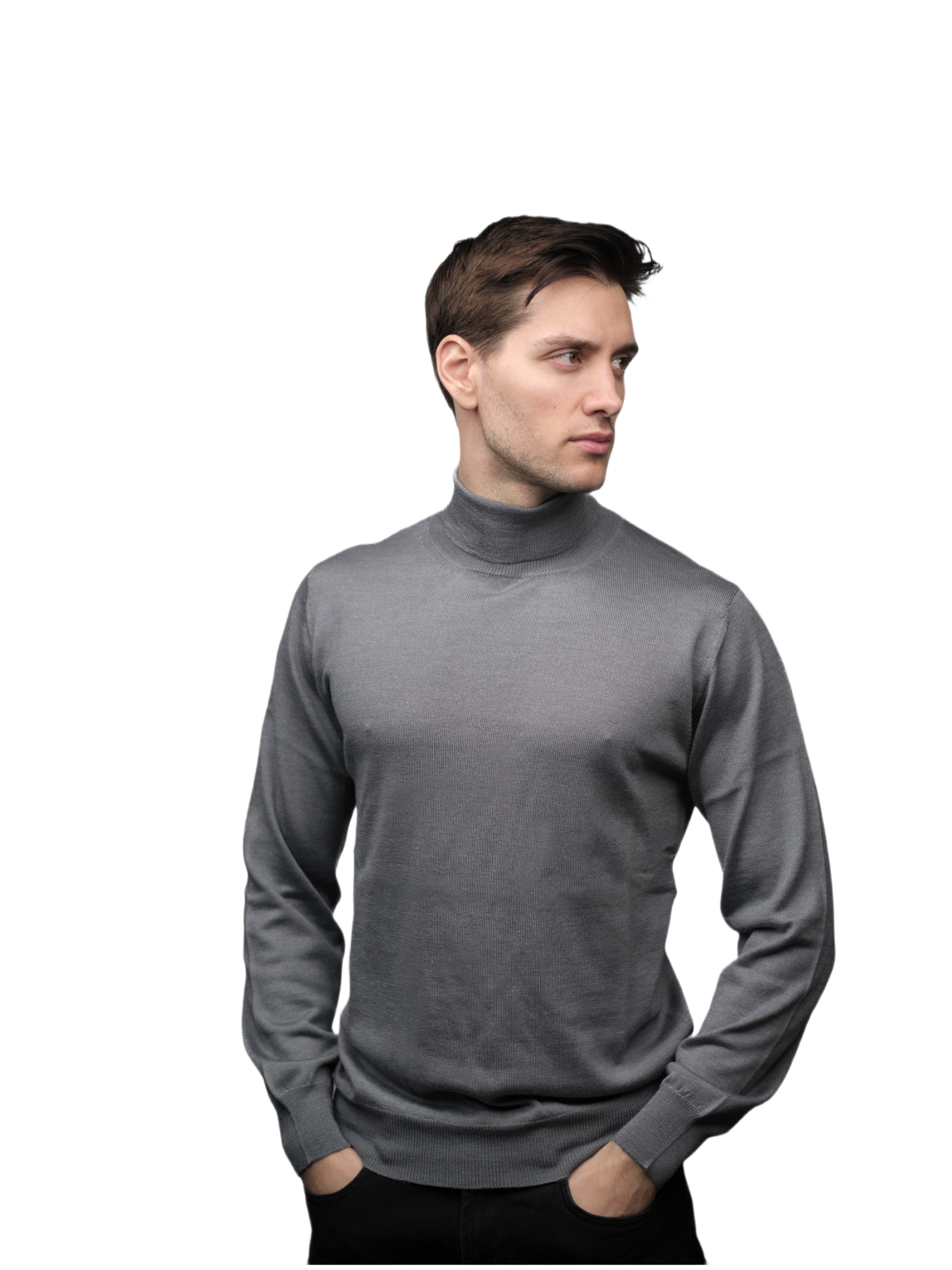 Maglia Uomo Dolcevita Cashmere Uomo, Seta e Lana Merino
