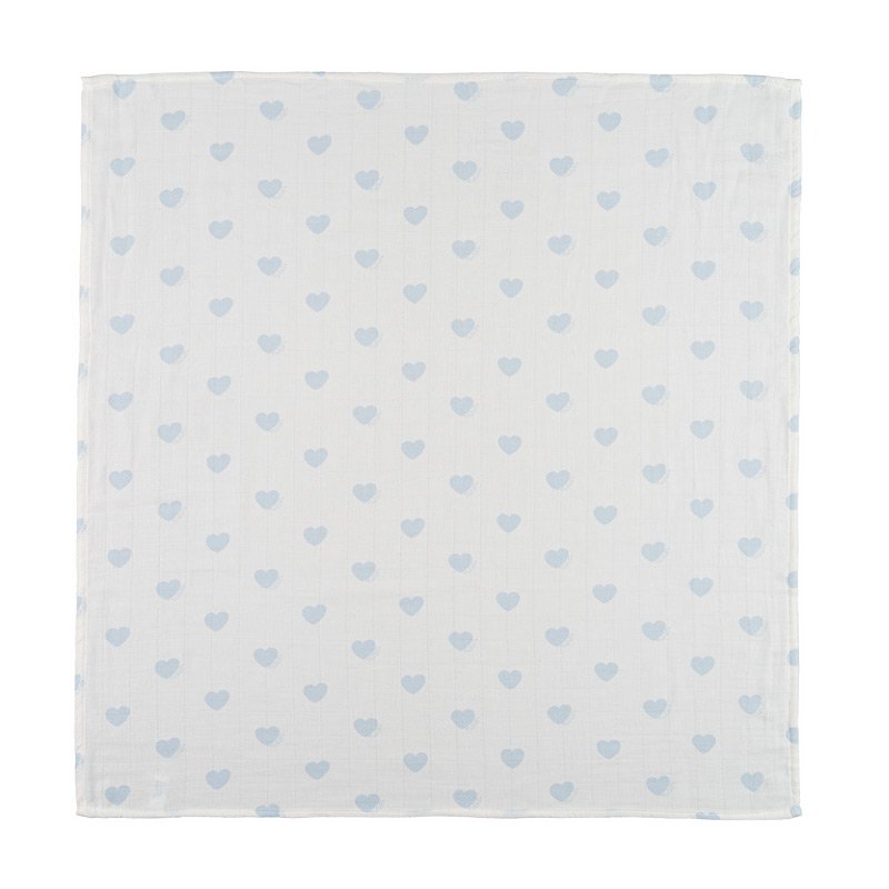 Mussola all over cuori 80x80 azzurro