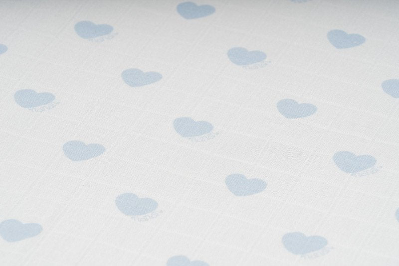 Mussola all over cuori 80x80 azzurro
