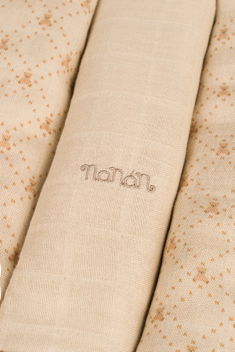 Set 3 pezzi mussola beige 80x80 cm