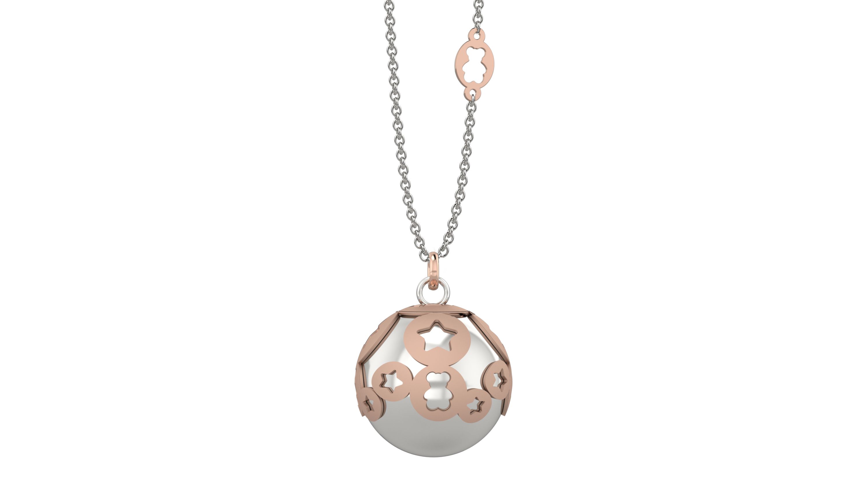 Pendente Arg 925 con ciondolo a boule e stelle