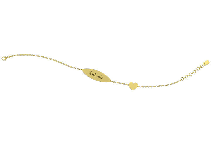 Bracciale con Targhetta e Cuore Dorato
