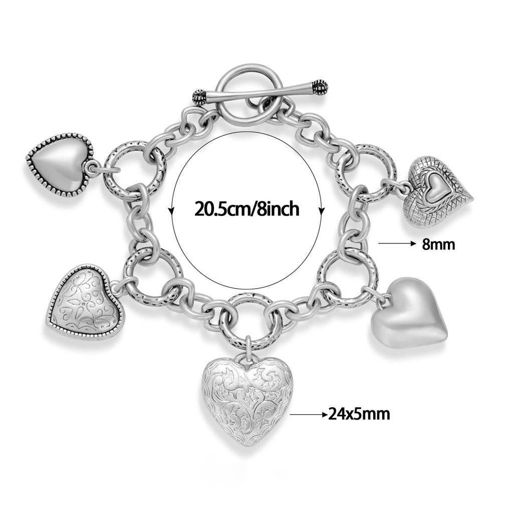 European and American Light Luxury Style Golden Thick Bead Chain Stacked Wear Bracelet Love Bracelet suit European and American Ins Style Heart-Shaped Bracelet