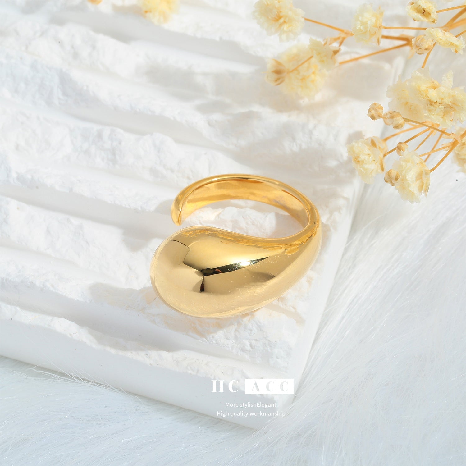 Fashion Irregular Ring Niche Design European and American Style Open Ring Women's Light Luxury High-end Ins Style Ring