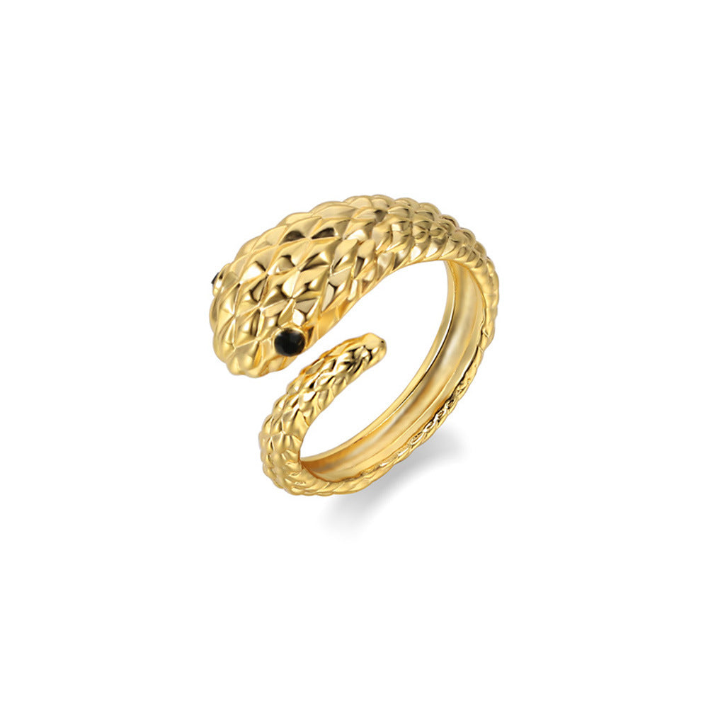European and American Ring Snake-Shaped Women's Fashion Fashion Fashion Cool Style Personality Design Cold Pattern ins Small Snake Ring Plain Ring