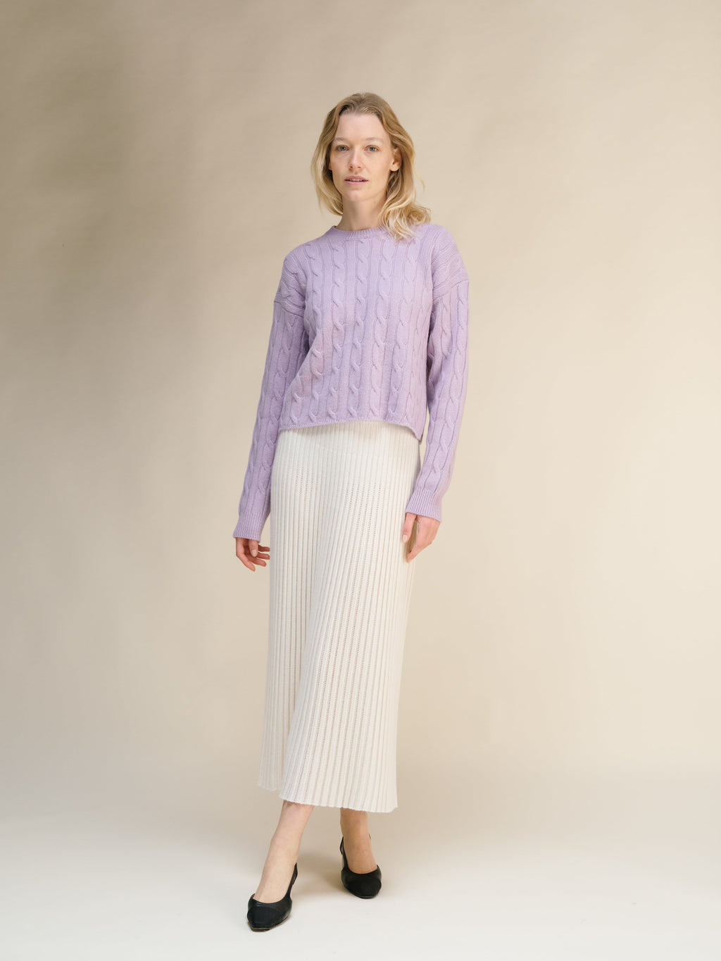 Cashmere Mix Cable Crewneck