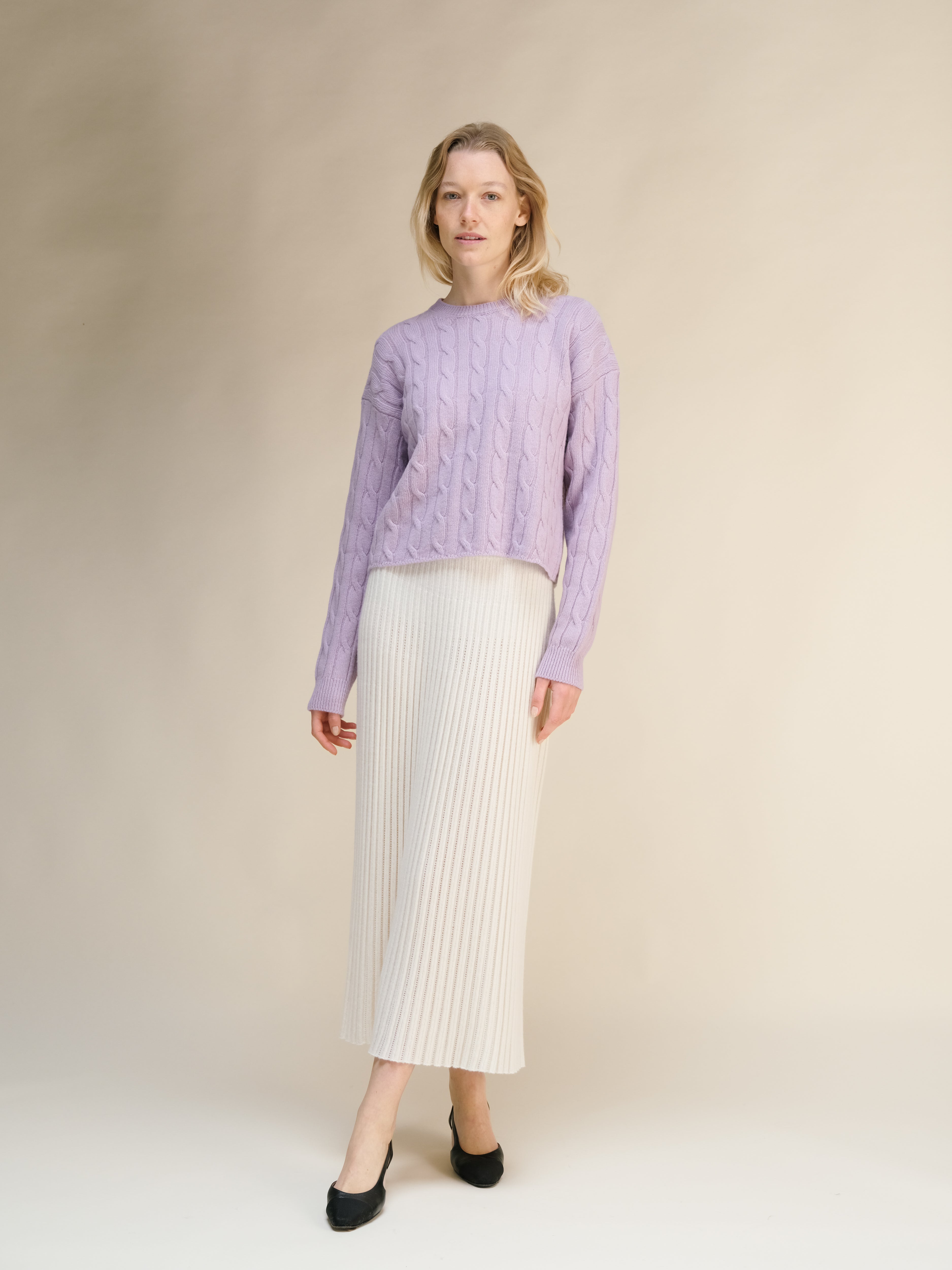 Cashmere Mix Cable Crewneck