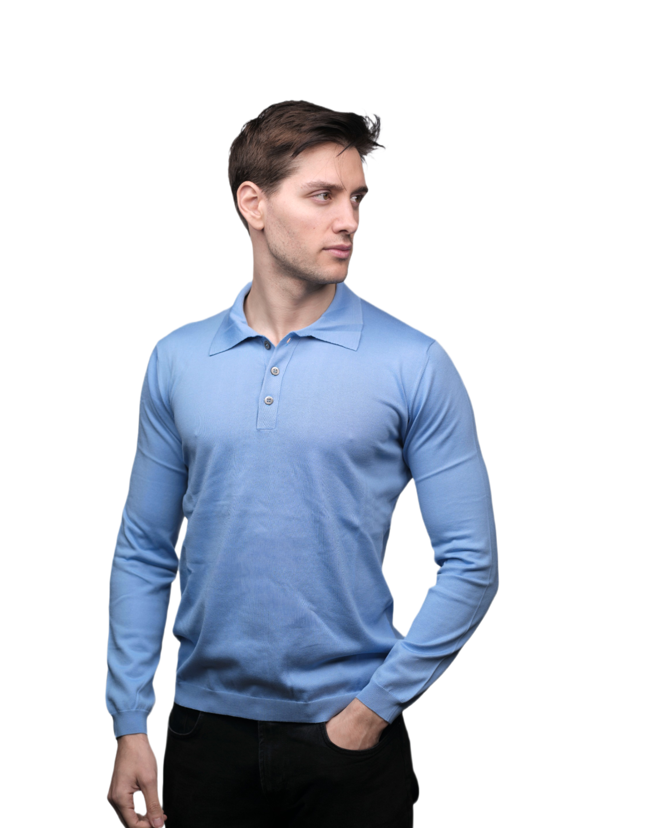 Polo Uomo Maniche Lunghe 100% Cotone ELS