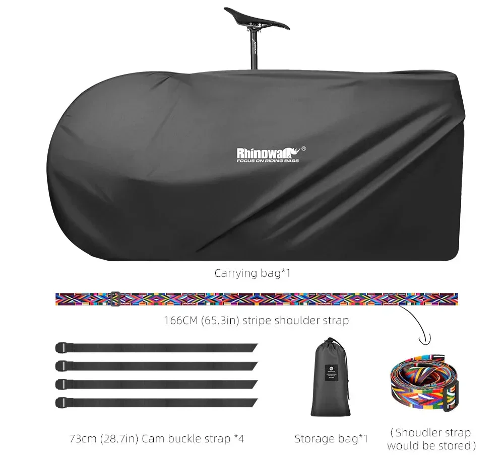 Portable Bike Storage Travel Bag–Water-Resistant Polyester Case Black