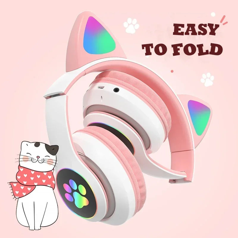 Wireless Cat Ears Headphone Pink