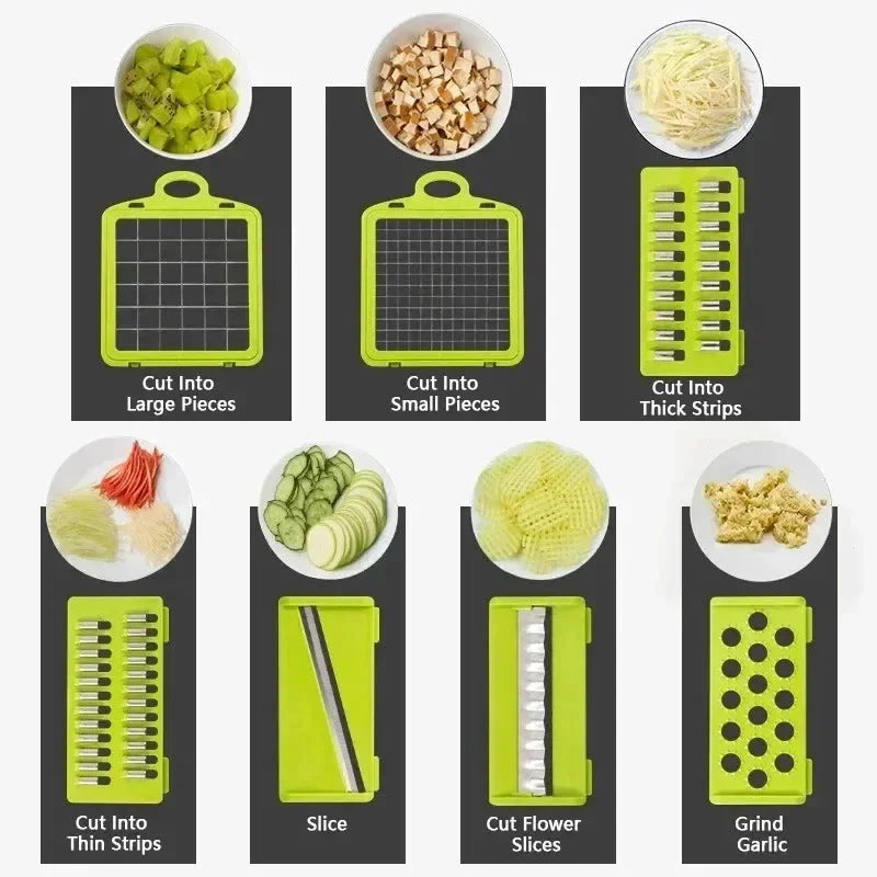 14/16 in 1 Multifunctional Vegetable Chopper Grate Food Handle Food Chopper Vegetable Slicer Dicer Cut Kitchen Items cocina