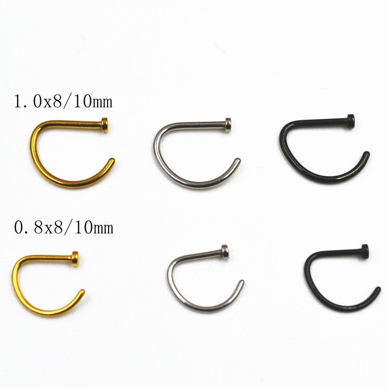 False Nose Ring No Hole D Shaped Stainless Steel