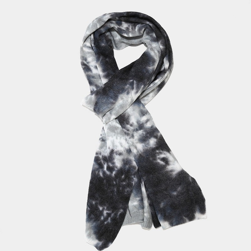 Tie-dye Knitted Hat Gloves Scarf Set Ladies