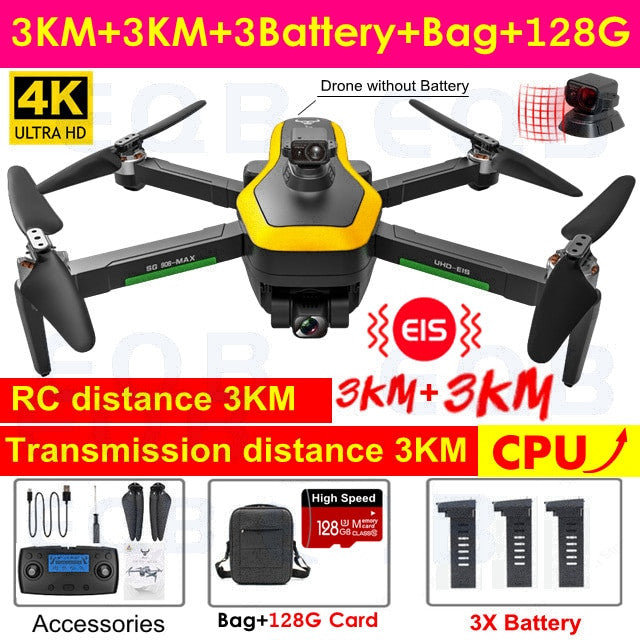 Drone professionale EQB con videocamera 4K, GPS e FPV 5G