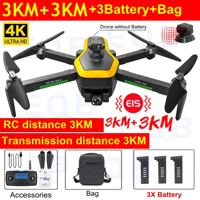 Drone professionale EQB con videocamera 4K, GPS e FPV 5G