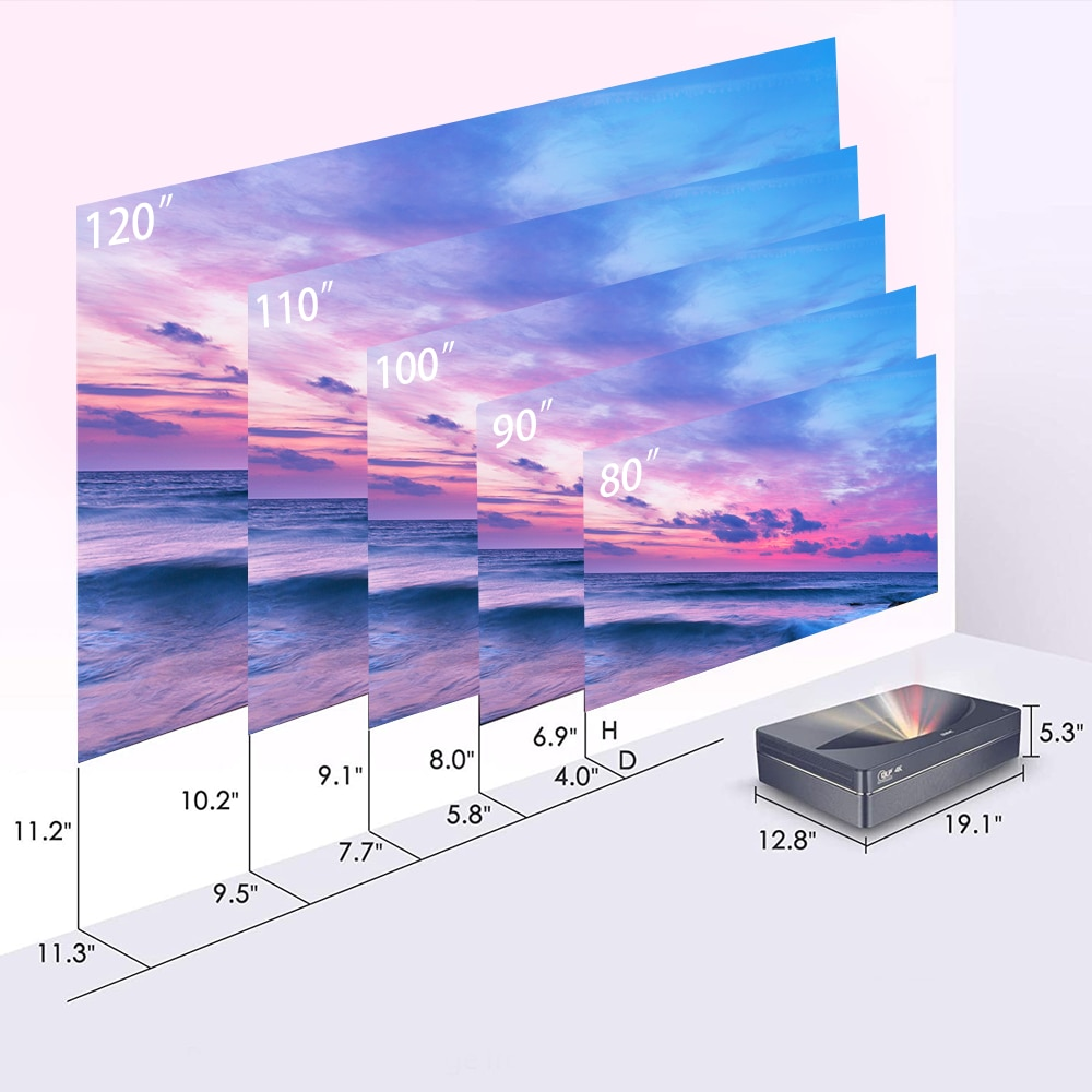 Proiettore laser OMMC 4K UHD per home cinema, 2500 lumen ANSI