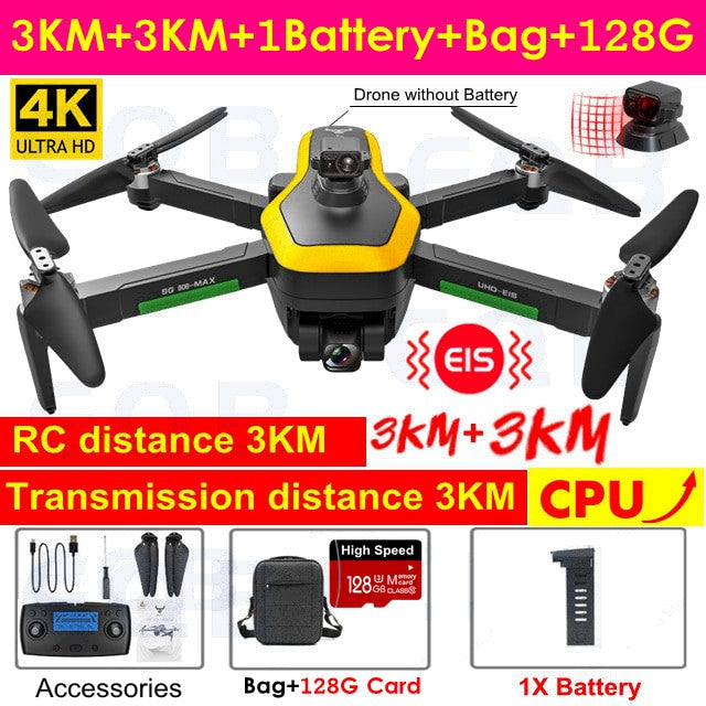 Drone professionale EQB con videocamera 4K, GPS e FPV 5G