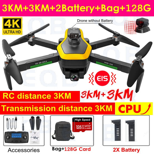 Drone professionale EQB con videocamera 4K, GPS e FPV 5G