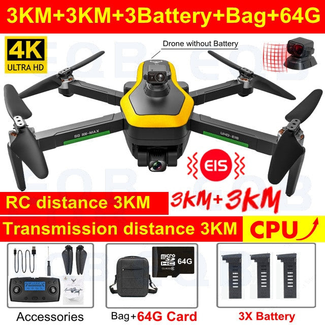 Drone professionale EQB con videocamera 4K, GPS e FPV 5G