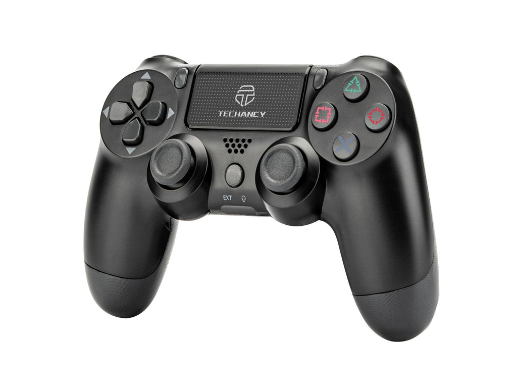 Controlador de jogos com fio USB Techancy para PS4 + PC, TX1704, com joystick duplo com feedback vibratório, preto