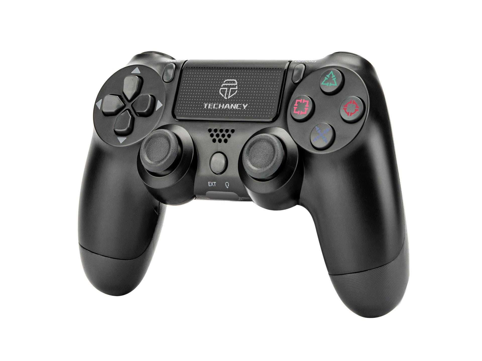 Controlador de jogos com fio USB Techancy para PS4 + PC, TX1704, com joystick duplo com feedback vibratório, preto