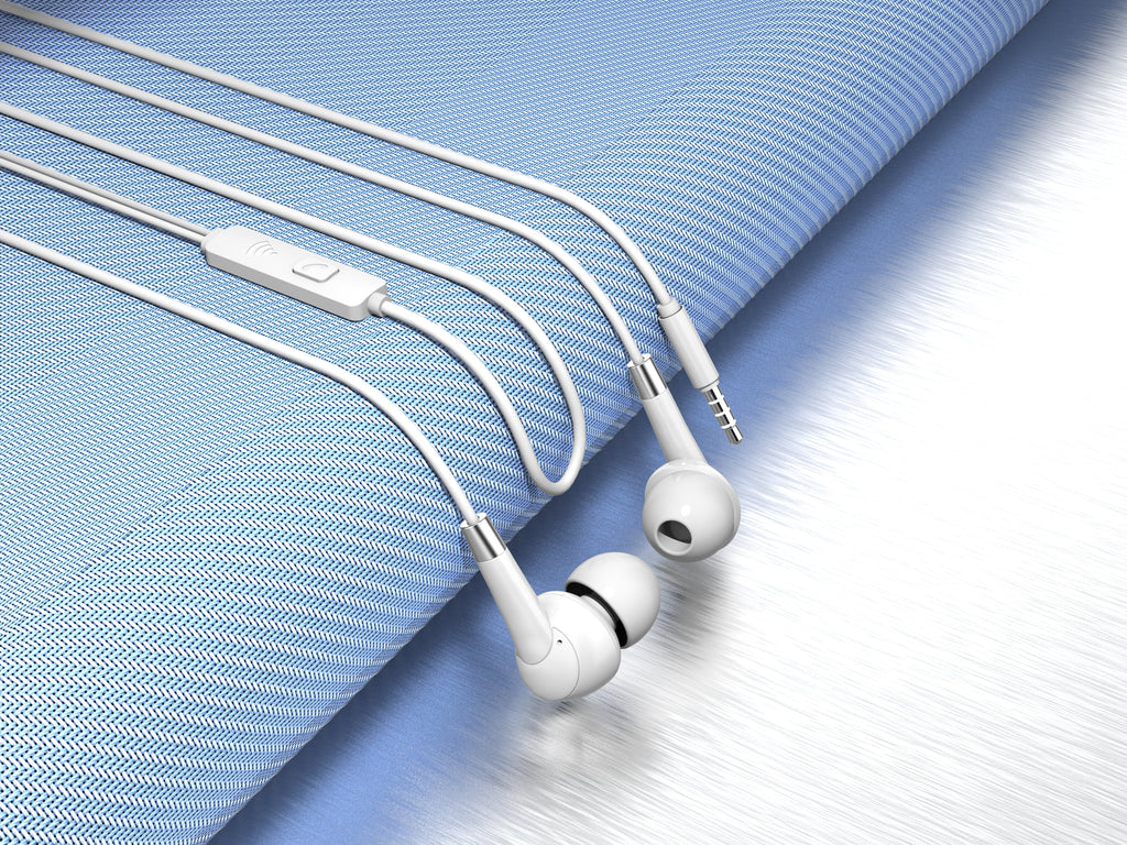 Techancy Auscultadores Intra-Auriculares Com Fios Brancos 1,2 M TD8056, Tomada De 3,5 Mm Compatível Com Telemóveis/Pc/Mp3, Etc.
