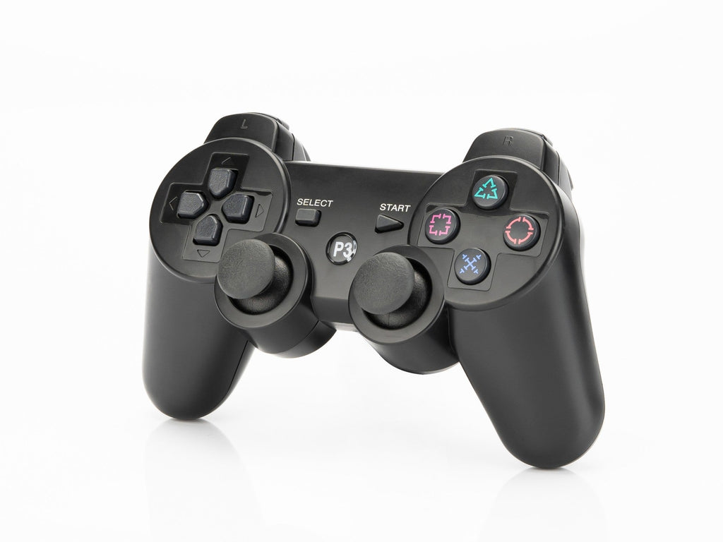 Controlador de jogos com fio USB Techancy para PS3 + PC, TX1705, com joystick duplo com feedback vibratório, preto