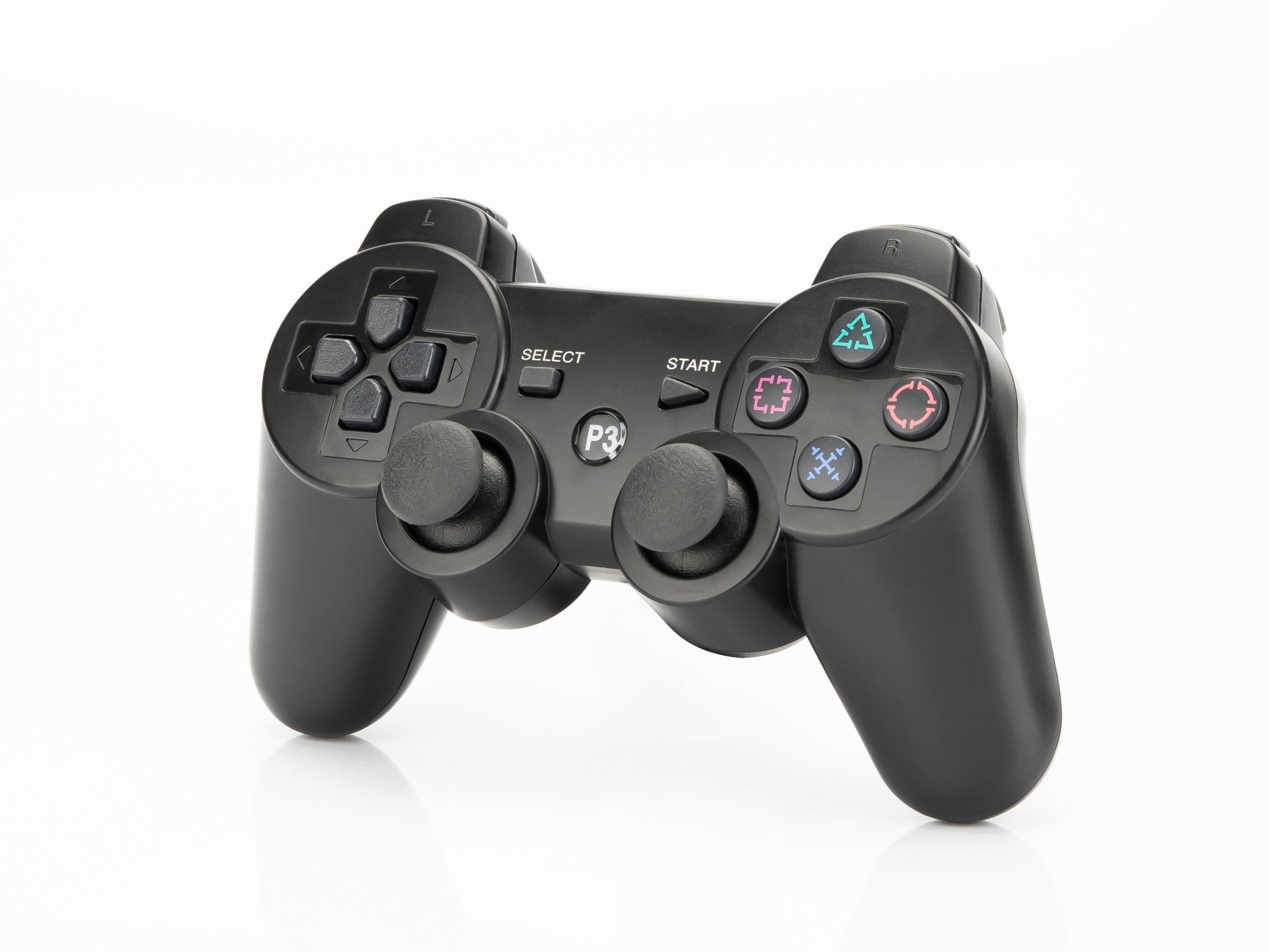 Controlador de jogos com fio USB Techancy para PS3 + PC, TX1705, com joystick duplo com feedback vibratório, preto