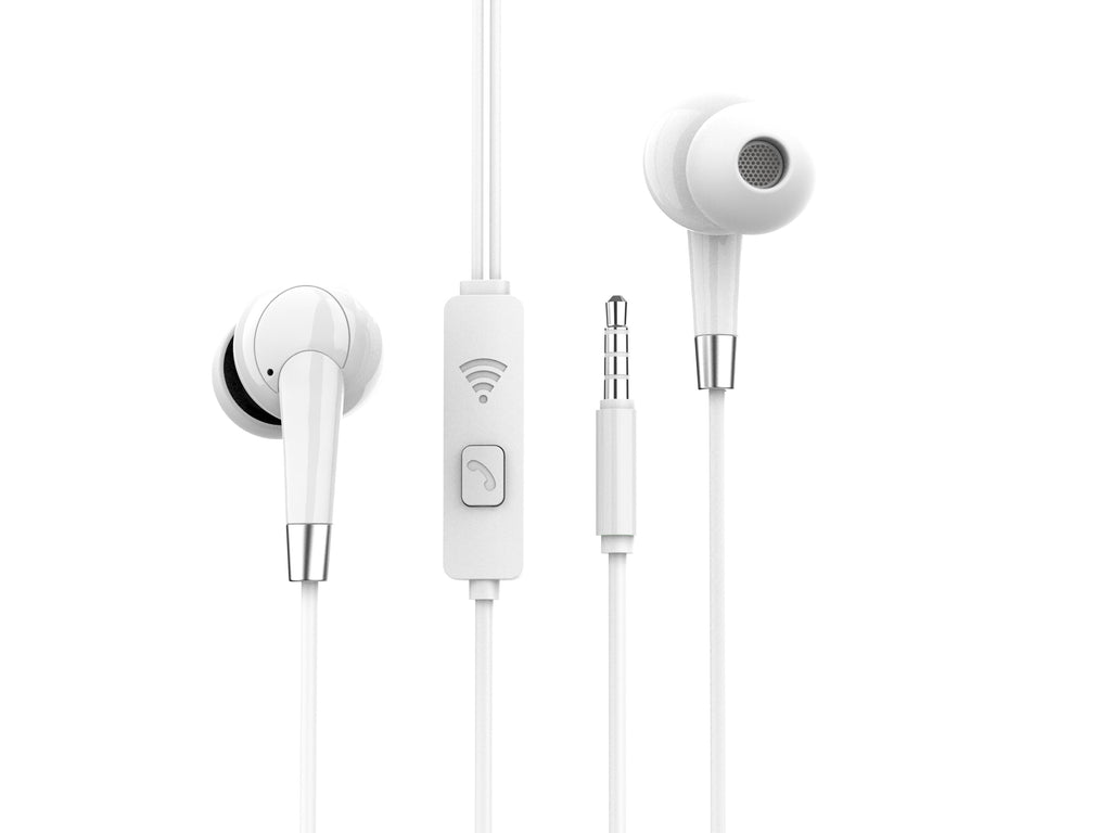 Techancy Auscultadores Intra-Auriculares Com Fios Brancos 1,2 M TD8056, Tomada De 3,5 Mm Compatível Com Telemóveis/Pc/Mp3, Etc.