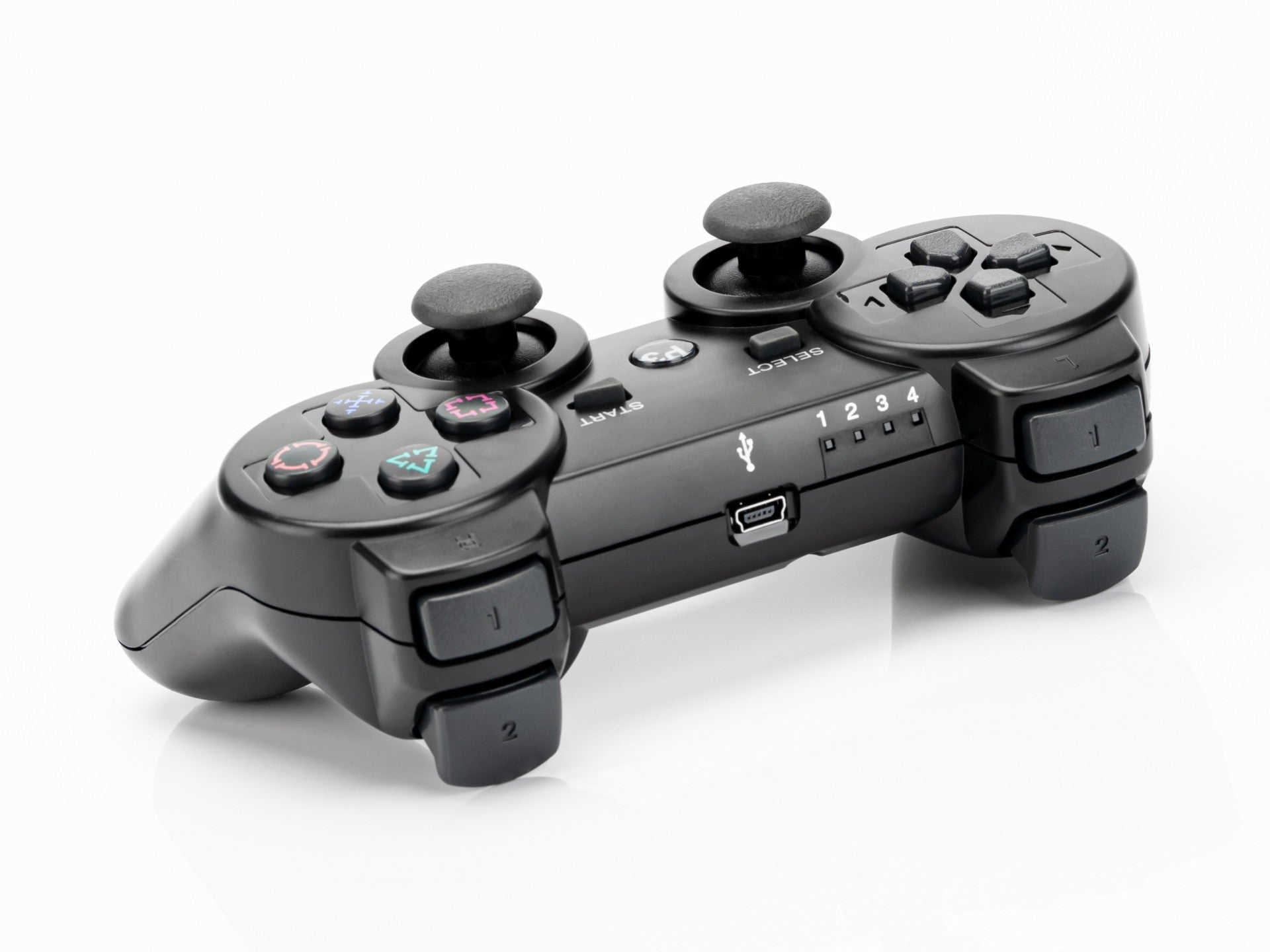 Controlador de jogos com fio USB Techancy para PS3 + PC, TX1705, com joystick duplo com feedback vibratório, preto